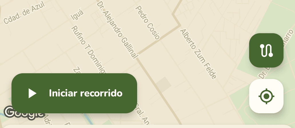 The route map with the "Start route" button.
